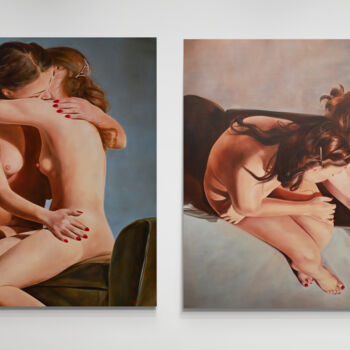 Schilderij getiteld "Taboo love 1. + 3.…" door Istvan Cene Gal, Origineel Kunstwerk, Olie