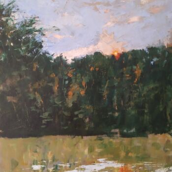 Painting titled "Before the sun goes…" by István Kenéz, Original Artwork, Oil Mounted on Wood Stretcher frame