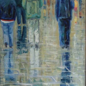 Painting titled "After Rain" by István Kenéz, Original Artwork, Oil Mounted on Wood Panel
