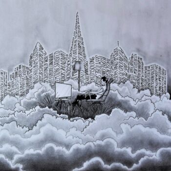 Disegno intitolato "Sick city" da Isys, Opera d'arte originale, Matita
