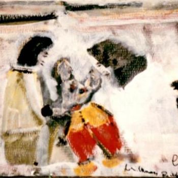 Pittura intitolato "Uscita da scuola" da Italo Turri "Monzon", Opera d'arte originale