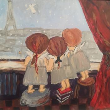 Malarstwo zatytułowany „Three Little Angels” autorstwa Italy Sun, Oryginalna praca, Akryl