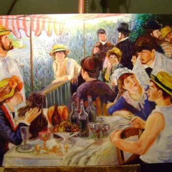 Painting titled "O almoço dos remado…" by Itamar Da Cruz Francelino, Original Artwork, Oil