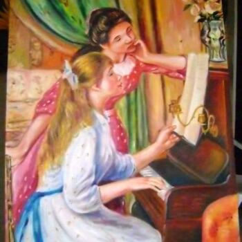 Painting titled "Aula de piano" by Itamar Da Cruz Francelino, Original Artwork, Oil