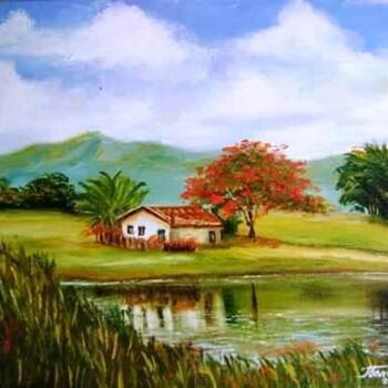 Painting titled "PAISAGEM" by Itamar Da Cruz Francelino, Original Artwork, Oil