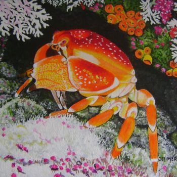Peinture intitulée "coral crab" par Ita Mercera, Œuvre d'art originale, Acrylique