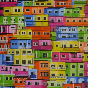 Pittura intitolato "favela abstract col…" da Ita Mercera, Opera d'arte originale, Acrilico