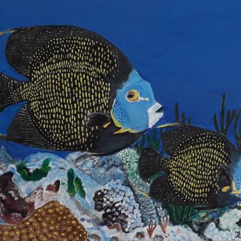 Malerei mit dem Titel "french angel fish" von Ita Mercera, Original-Kunstwerk, Acryl