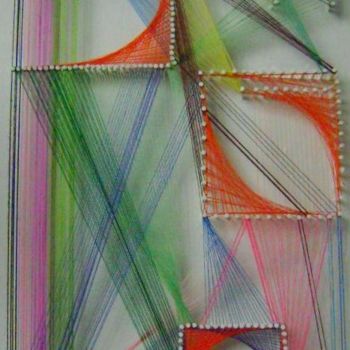 Arte textil titulada "ABSTRACT OP WIT" por Ita Mercera, Obra de arte original, Otro