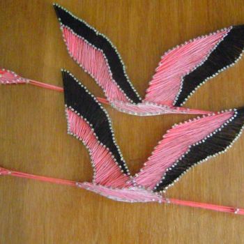 Textile Art titled "flying flamingo's" by Ita Mercera, Original Artwork, Other