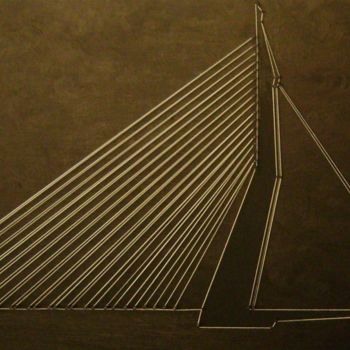 Textielkunst getiteld "Erasmus brug Rotter…" door Ita Mercera, Origineel Kunstwerk, Anders