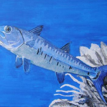 Pittura intitolato "great barracuda fish" da Ita Mercera, Opera d'arte originale, Acrilico