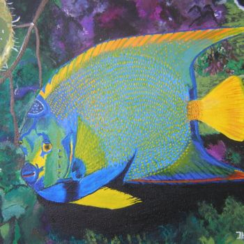 绘画 标题为“queen angelfish” 由Ita Mercera, 原创艺术品, 丙烯