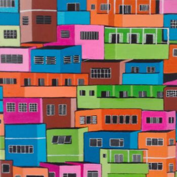Pintura titulada "favela colorido nr.…" por Ita Mercera, Obra de arte original, Acrílico