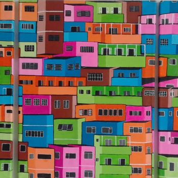 Картина под названием "drie luik favela co…" - Ita Mercera, Подлинное произведение искусства