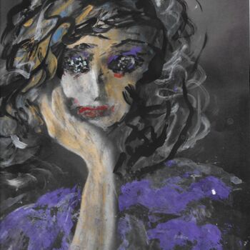 Painting titled "Thinking by Itoffee…" by Itoffee Gayle, Original Artwork, Acrylic