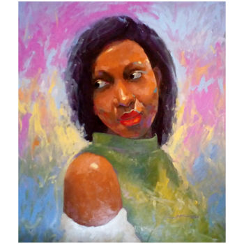 Painting titled "Beautiful gaze" by Samuel Itoya Odiboh, Original Artwork, Oil