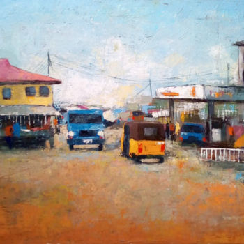 Painting titled "Unknown Street" by Samuel Itoya Odiboh, Original Artwork, Oil