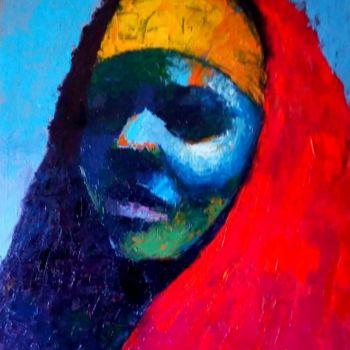 Painting titled "Red and blue" by Samuel Itoya Odiboh, Original Artwork, Oil