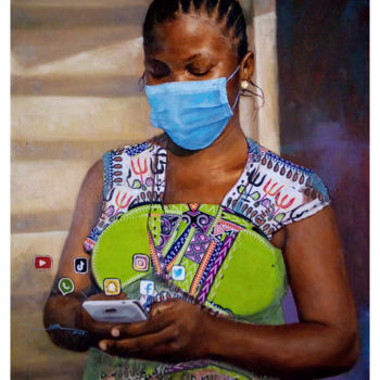 Peinture intitulée "Staying connected e…" par Samuel Itoya Odiboh, Œuvre d'art originale, Huile