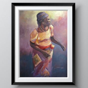 Schilderij getiteld "Ijo Ayo (Dance of J…" door Samuel Itoya Odiboh, Origineel Kunstwerk, Olie