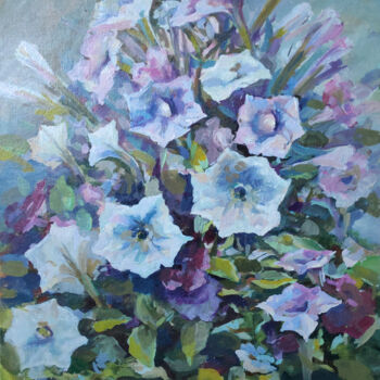 Картина под названием "Lilac flowers" - Тимонина Наталия, Подлинное произведение искусства, Масло Установлен на картон