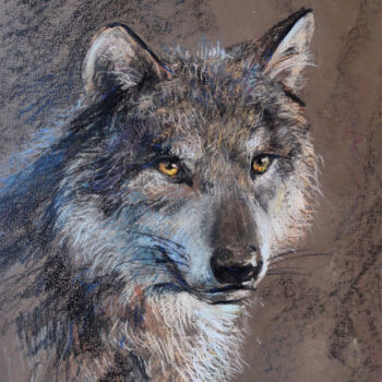 Peinture intitulée "wolf" par Timonina Nataliia, Œuvre d'art originale, Pastel