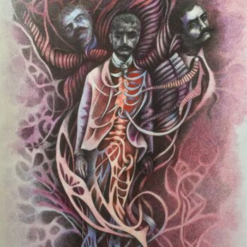 Dibujo titulada "Los tres rostros de…" por Itzeel Reyes, Obra de arte original, Lápiz
