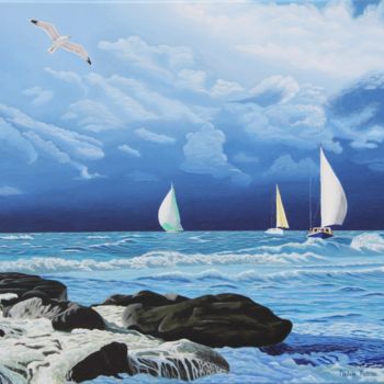 Painting titled "Opkomende storm" by Iulia Tabac, Original Artwork, Acrylic