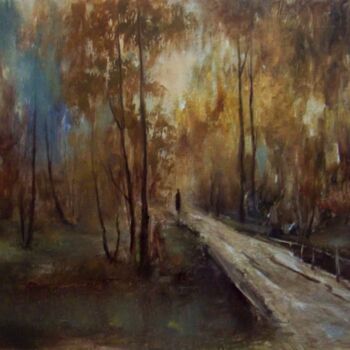 Painting titled "In the old park. Et…" by Elena Yudina, Original Artwork, Oil Mounted on Wood Panel