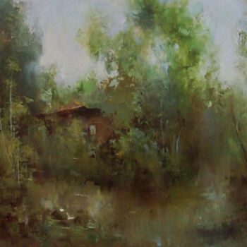 Peinture intitulée "The rain stopped /…" par Elena Yudina, Œuvre d'art originale, Huile