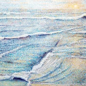 Painting titled "Waves" by Iuliana Barbu, Original Artwork, Acrylic Mounted on Wood Stretcher frame