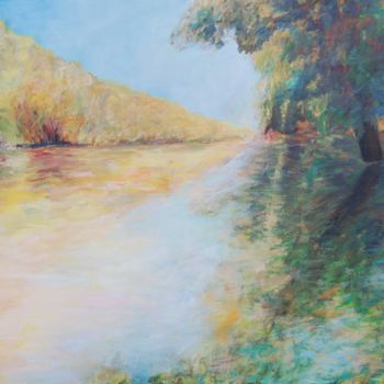 Painting titled "ON THE RIVER" by Iuliana Barbu, Original Artwork, Acrylic