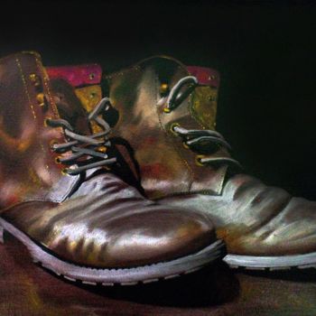 Ζωγραφική με τίτλο "Pair of boots" από Iulian Arsenie, Αυθεντικά έργα τέχνης, Λάδι