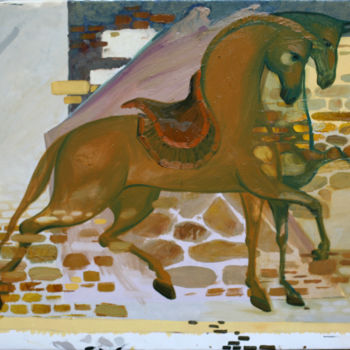 Malerei mit dem Titel "walking II" von Iulian Mîță, Original-Kunstwerk, Öl