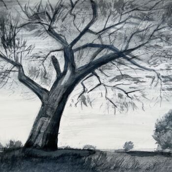 Painting titled "The Tree" by Iuliia Andriiets, Original Artwork, Watercolor