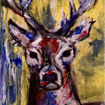 Schilderij getiteld "Deer Abstract Paint…" door Iuliia Bondarets, Origineel Kunstwerk, Acryl