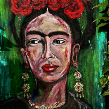 Schilderij getiteld "Frida Kahlo acrylic…" door Iuliia Bondarets, Origineel Kunstwerk, Acryl