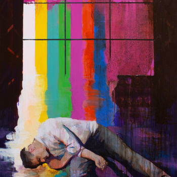 Pittura intitolato "Screen balance" da Iurii Denysenkov, Opera d'arte originale, Olio