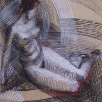 Drawing titled "Nud cu linie si sup…" by Iurie Cibotaru, Original Artwork