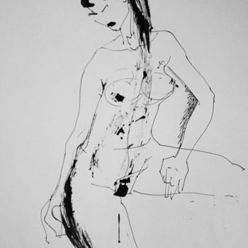 Zeichnungen mit dem Titel "Schita de nud 01" von Iurie Cibotaru, Original-Kunstwerk