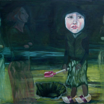 Malerei mit dem Titel "The Saboteur" von Iva Geo, Original-Kunstwerk, Öl
