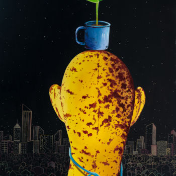 Painting titled "Chippado e a Caneca…" by Ivaan Hansen, Original Artwork, Acrylic