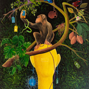 Pintura intitulada "Chippado e o macaco…" por Ivaan Hansen, Obras de arte originais, Acrílico