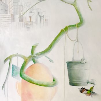 Malerei mit dem Titel "Chippado e o Beija-…" von Ivaan Hansen, Original-Kunstwerk, Acryl