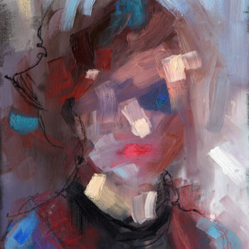 Painting titled "Portrait 1" by Tatiana Ivchenkova, Original Artwork, Oil Mounted on Other rigid panel