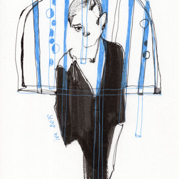 Drawing titled "Petite robe noire" by Tatiana Ivchenkova, Original Artwork, Ink