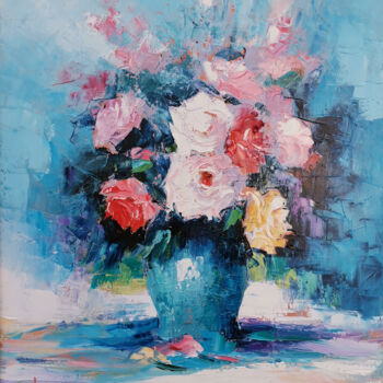 Painting titled "Bouquet de rose" by Ivan, Original Artwork, Oil
