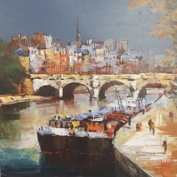 Peinture intitulée "Pont de Paris" par Ivan, Œuvre d'art originale, Acrylique