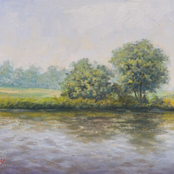 Pintura intitulada "Lake" por Ivan Byalkovsky, Obras de arte originais, Óleo